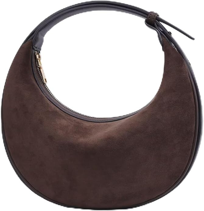Moon Bay Brown Suede Hobo Handbag for Women Adjustable Shoulder Strap 11.42in Wide Crescent Cross... | Amazon (US)