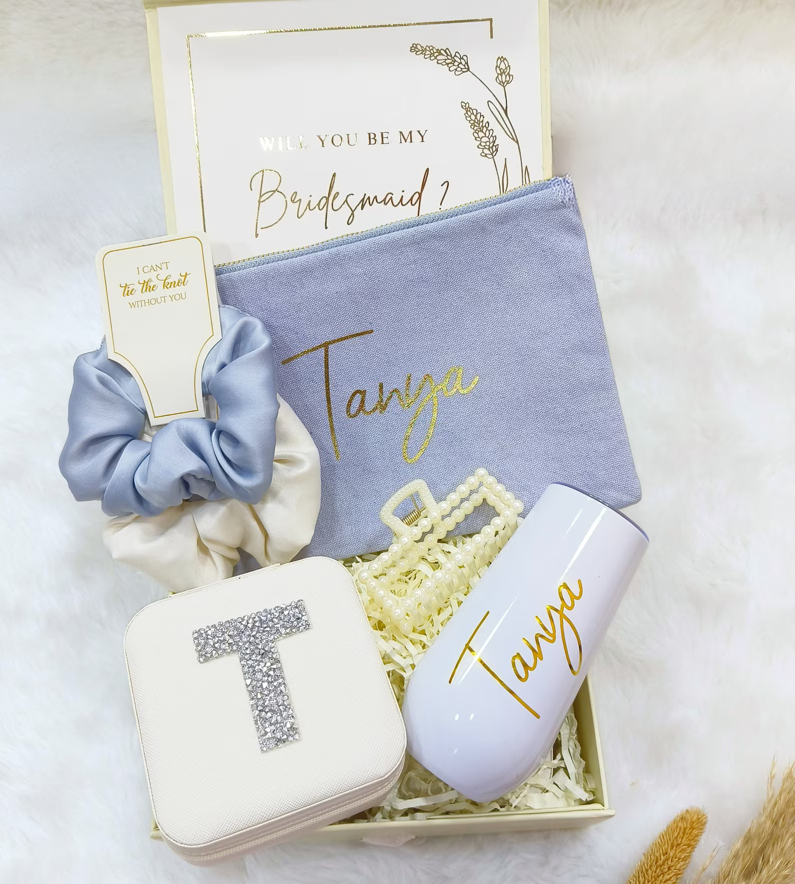 Bridesmaid Proposal Gift Box Set Personalized Dusty Blue Bridesmaid Gift Box Slate Blue Bridal Sh... | Etsy (US)