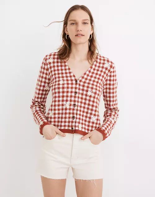 Daisy Embroidered Gingham Cardigan Sweater | Madewell