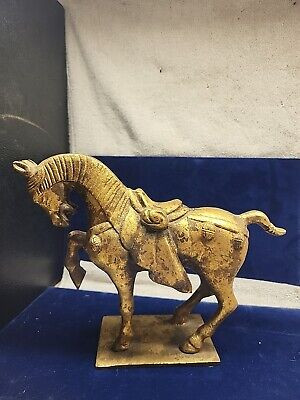 Horse Bronze Cast Iron Sculpture Trojan Mid Century Modern MCM Office Minimalist  | eBay | eBay US