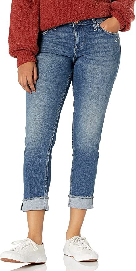 Riders by Lee Indigo Women's Fringe Cuff Boyfriend Jean | Amazon (US)