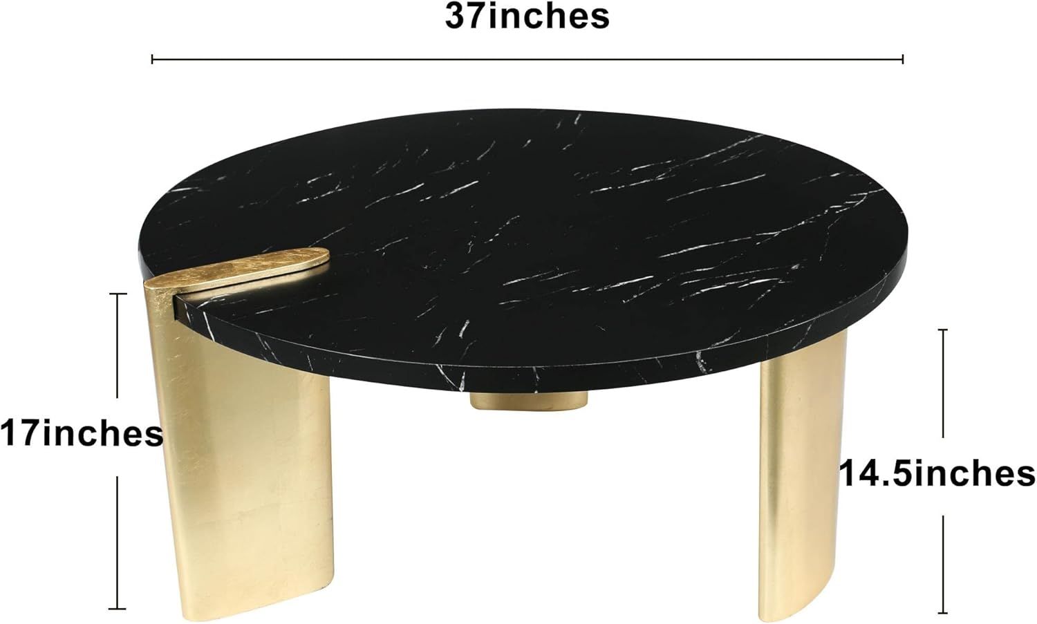 Uolfin Round Coffee Table, Marble Veneer Top and Gold Foil Legs, 37" Diameter | Amazon (US)