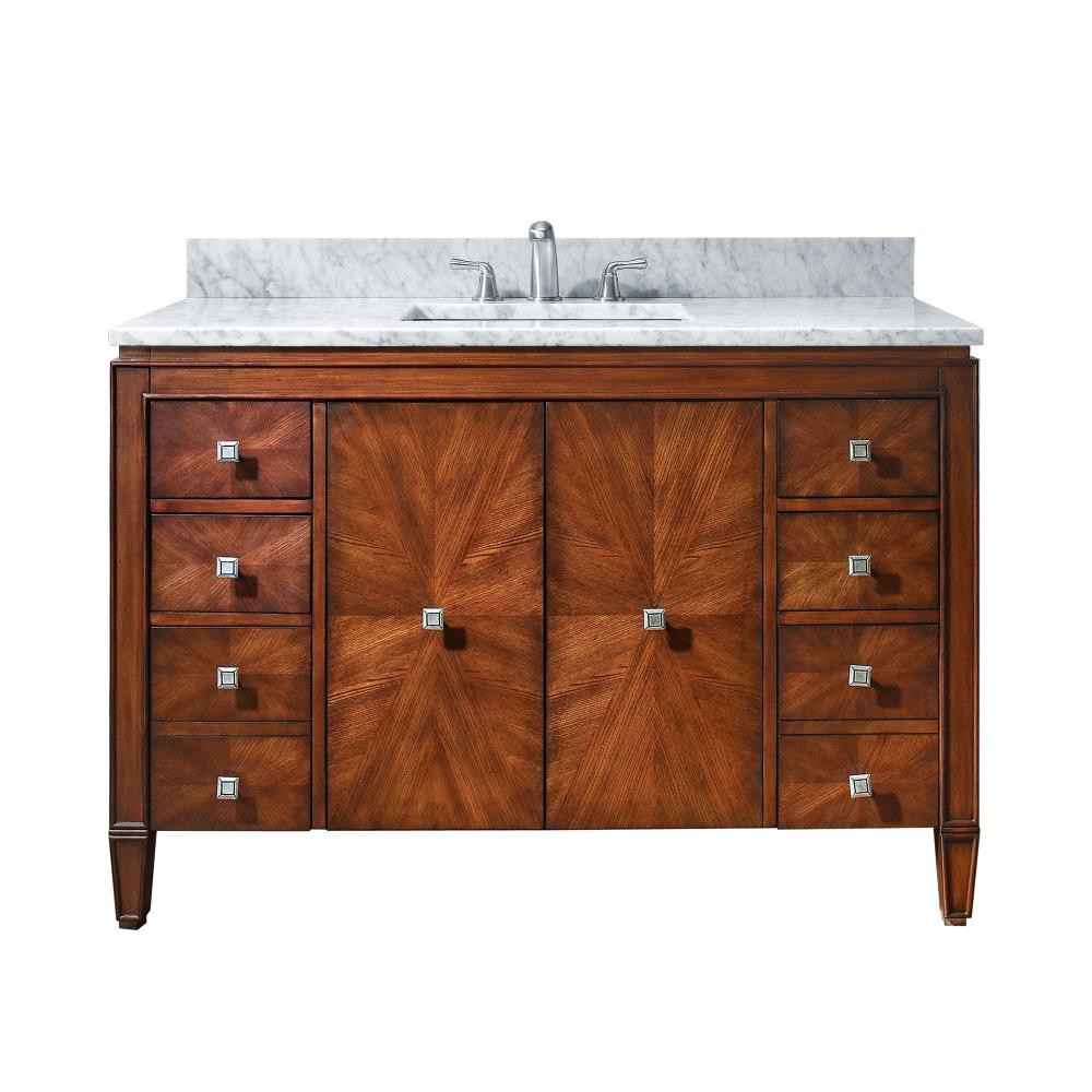 Avanity Brentwood 49-in New Walnut Undermount Single Sink Bathroom Vanity with White Natural Marble Top in Brown | BRENTWOOD-VS49-NW-C | Lowe's