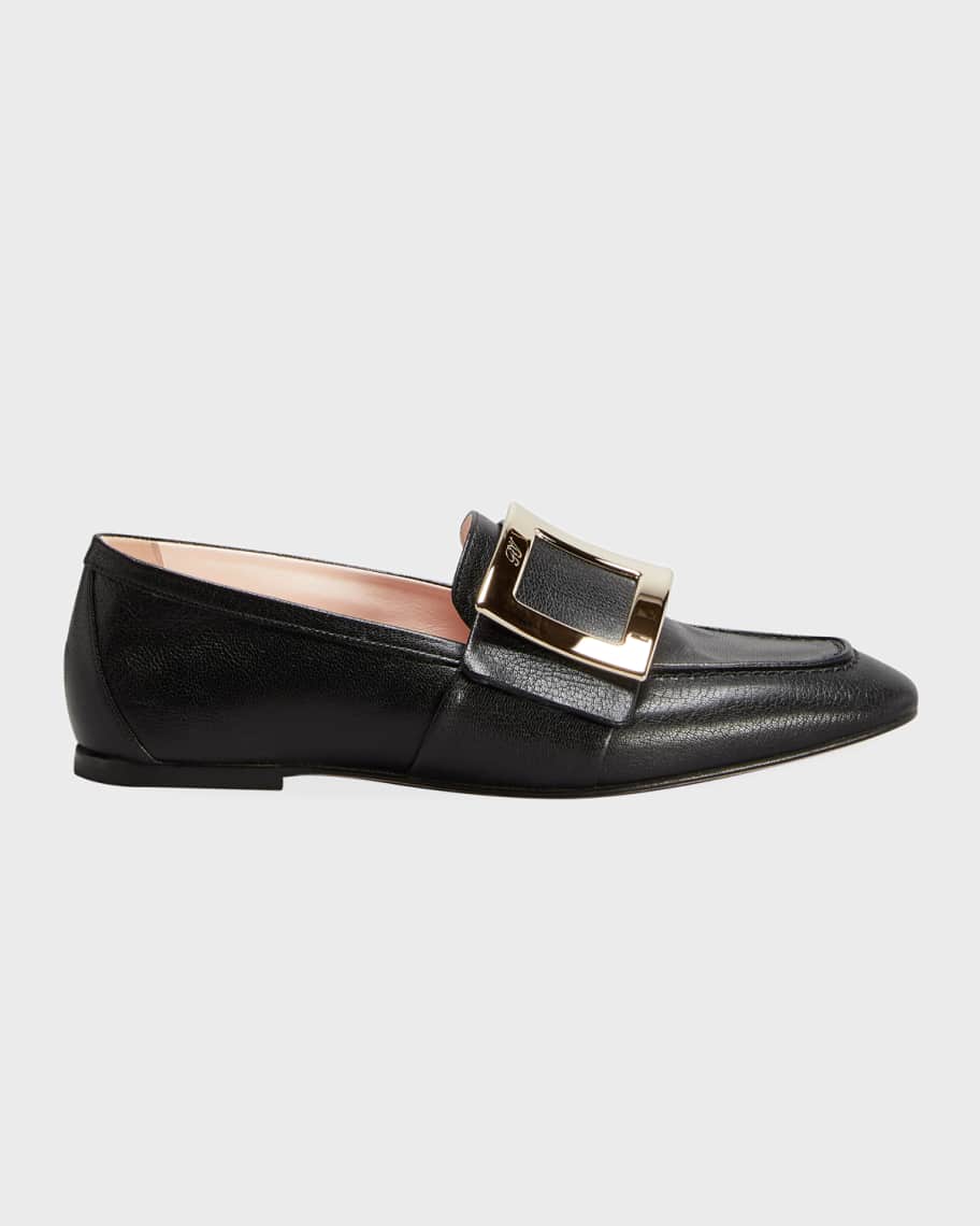 10mm Leather Buckle Flat Loafers | Neiman Marcus