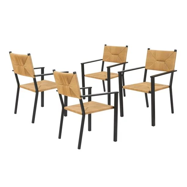 Better Homes & Gardens Ventura Outdoor Patio Dining Chairs, Black, Set of Four Chairs | Walmart (US)