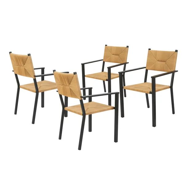 Better Homes & Gardens Ventura Outdoor Patio Dining Chairs, Black, Set of Four Chairs - Walmart.c... | Walmart (US)