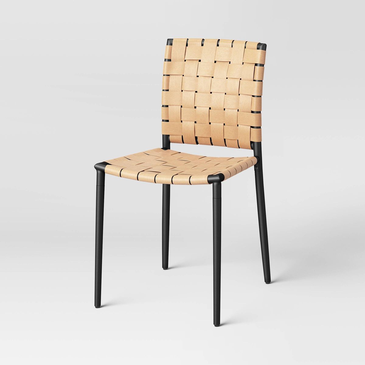 2pk Wellfleet Woven Leather Metal Base Dining Chair Natural - Threshold™ | Target