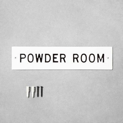 Small &#39;Powder Room&#39; Wall Sign White/Black - Hearth &#38; Hand&#8482; with Magnolia | Target
