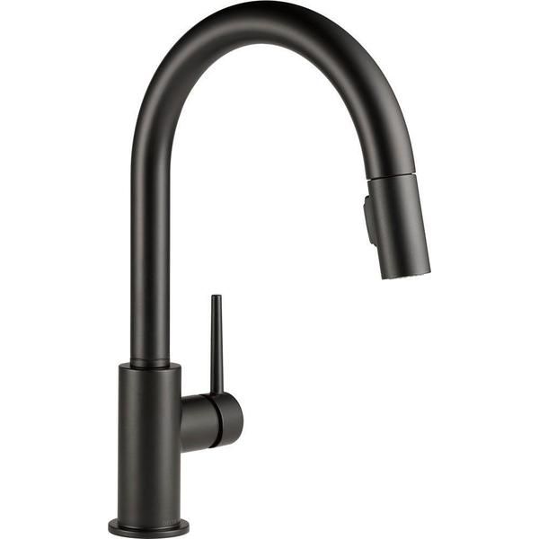 Delta Trinsic Single Handle Pull-Down Kitchen Faucet 9159-BL-DST Matte Black | Bed Bath & Beyond