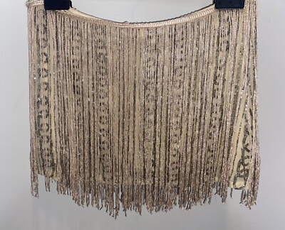 $498 NEW ! NWT PARKER Fringe Beaded Nude Beige Skirt Size XS | eBay US
