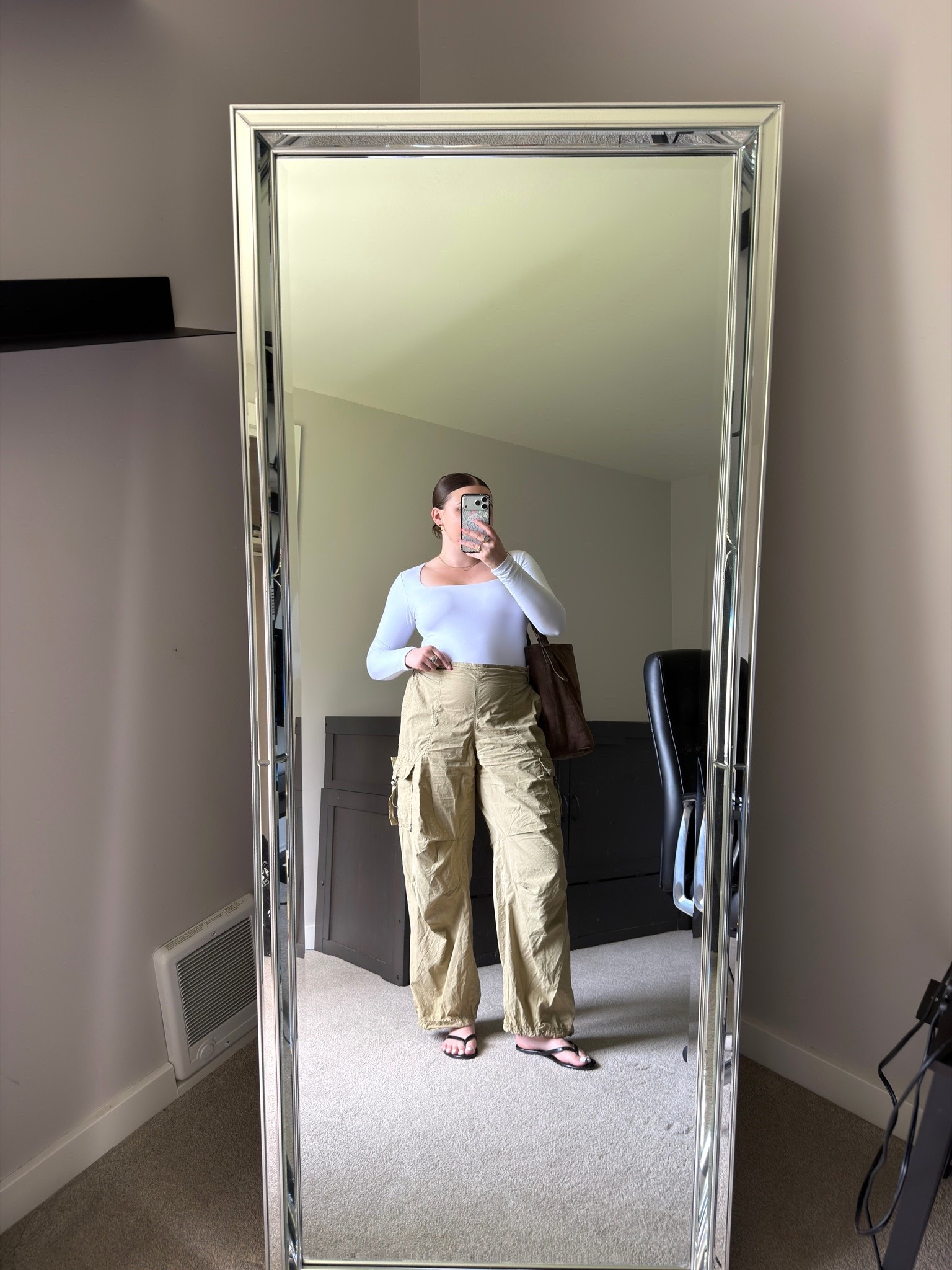 What I wore for a casual work day! These cargo pants have become my go to, they’re so comfortable and easy to wear 👌🏻

I’m wearing a M bodysuit, size L pants and size 9 sandals

#LTKootd #LTKMidsize #LTKWorkwear