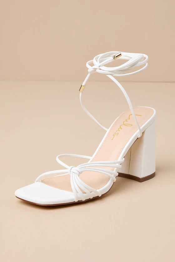 Nouvel White Strappy Lace-Up High Heel Sandals | Lulus