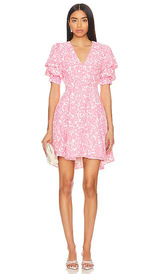 Tiered Bubble Sleeve Dress in Pink & White | Revolve Clothing (Global)