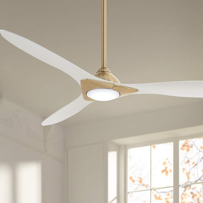 60" Minka Aire Sleek Soft Brass LED Indoor Smart Fan with Remote | Lamps Plus