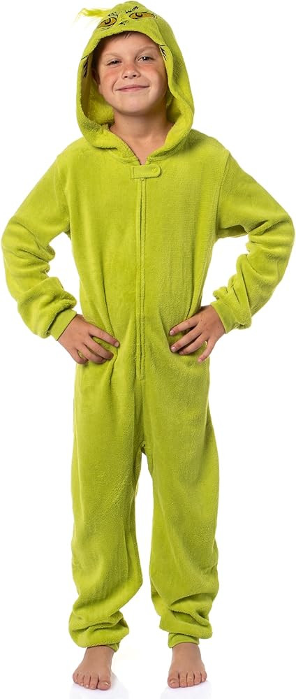 Seven Times Six Dr. Seuss GRINCH Who Stole Christmas Kids Hooded Pajama Union Suit (Green, Medium... | Amazon (US)