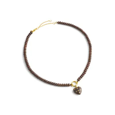 Madewell Polka Dot Stone Heart Pendant Beaded Necklace in Dark Chicory at Nordstrom | Nordstrom