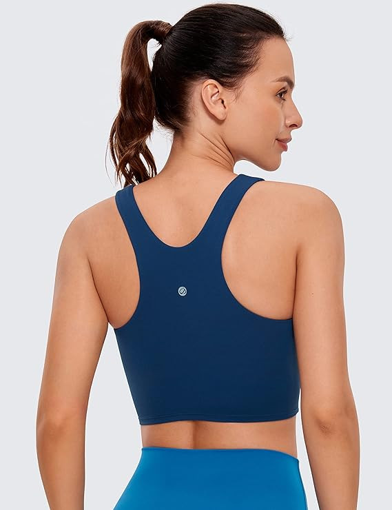CRZ YOGA Butterluxe Racerback High Neck Longline Sports Bras for Women - Padded Workout Crop Tank... | Amazon (US)