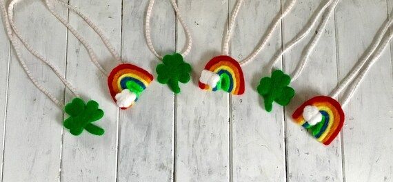 Listing for One Necklace-Felt Shamrock Necklace or Felt Rainbow Necklace/St. Patrick’s Day Deco... | Etsy (US)