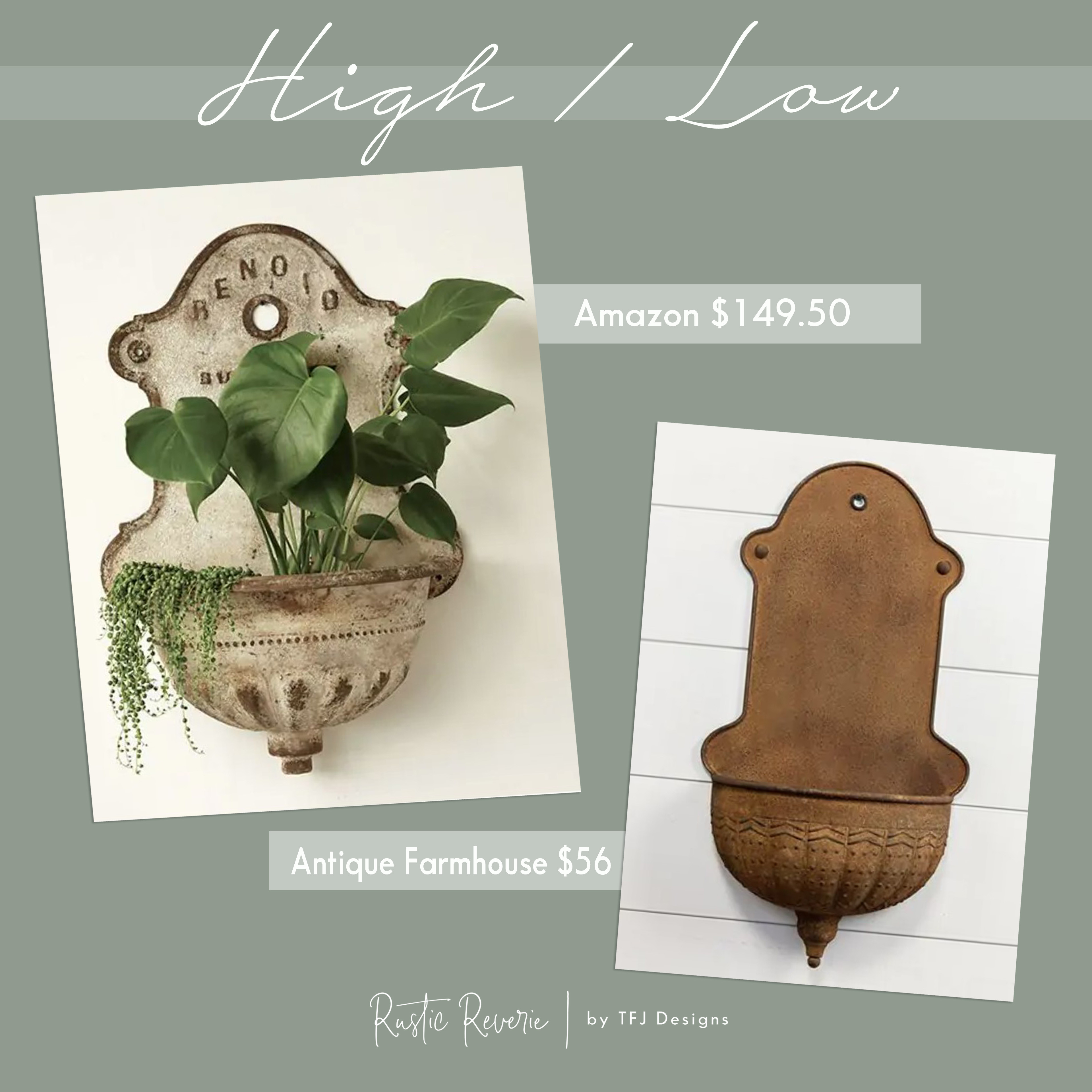 If you love the style of the Iron Wall Fountain Planter, but not the price ... look at this wall planter I found on Antique Farmhouse! It's a similar style but a much more affordable price point. 😍 mothers day gift mom gardener garden porch patio antique vintage curated home decor outdoor backyard summer outfit spring french country cottage cottagecore 

 #LTKSeasonal #LTKHome #LTKStyleTip