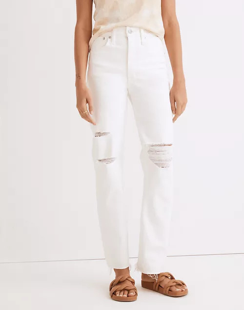 The Perfect Vintage Straight Jean in Tile White: Ripped-Knee Edition | Madewell