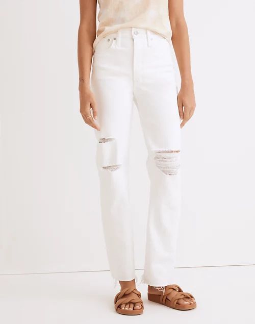 The Perfect Vintage Straight Jean in Tile White: Ripped-Knee Edition | Madewell