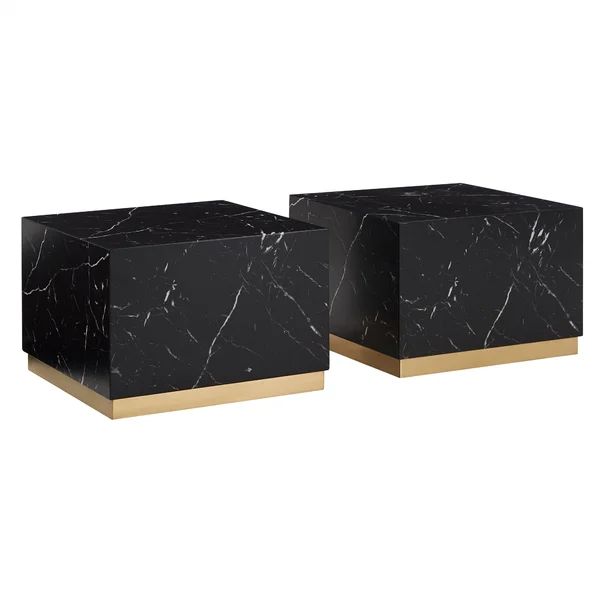 Roman Faux Marble Square Table With Casters | Wayfair Professional