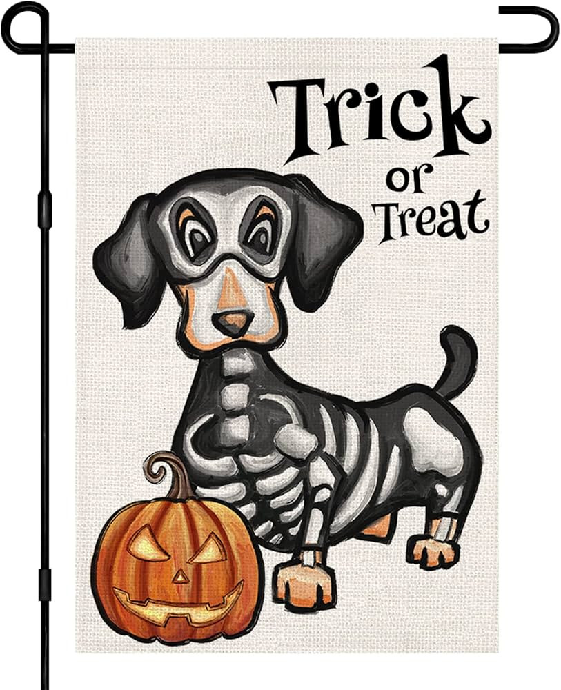 Halloween Trick or Treat Garden Flag Ghost Dog 12x18 Inch Small Double Sided Burlap Welcome Yard ... | Amazon (US)