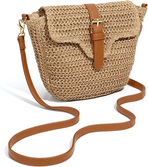 Straw Bag Beach Purse Summer Purses for Women Vacation Handbags Woven Crossbody Bags Straw Should... | Amazon (US)