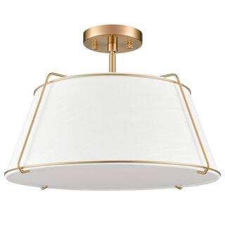 Light Society Lise 2-Light Brushed Brass/White Pendant with Fabric Shade LS-C556-AB - The Home De... | The Home Depot