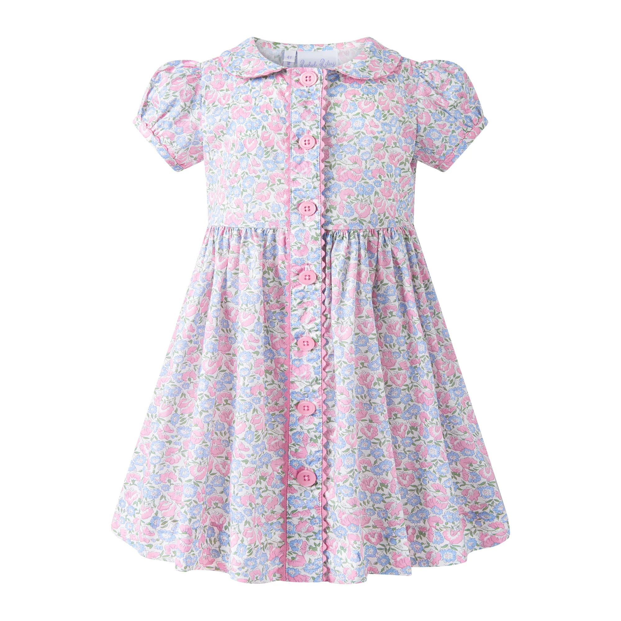 Pastel Floral Button-front Dress | Rachel Riley