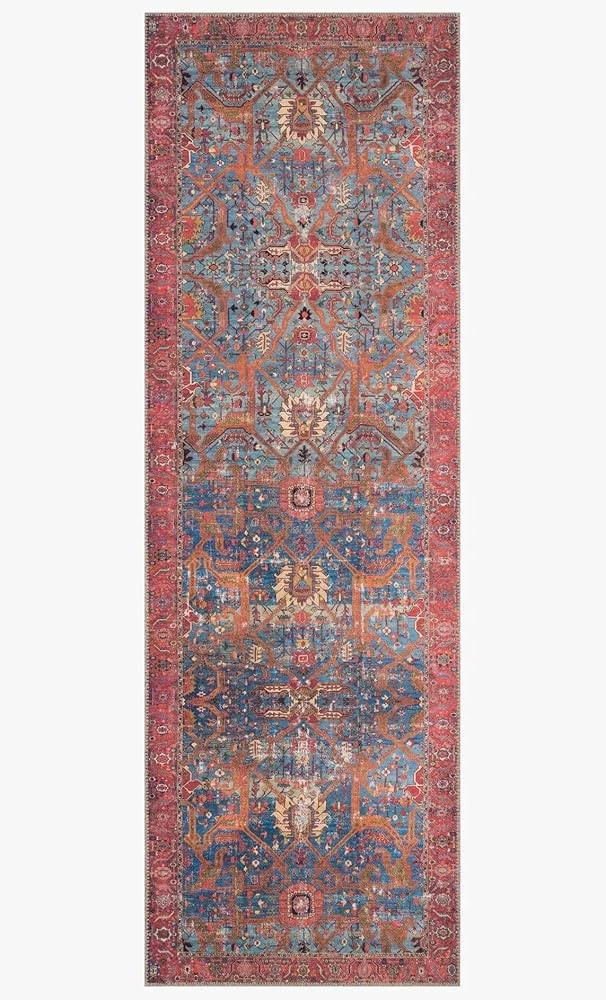 Loloi II Loren Blue/Red 2'-6" x 7'-6" Runner Rug | Amazon (US)