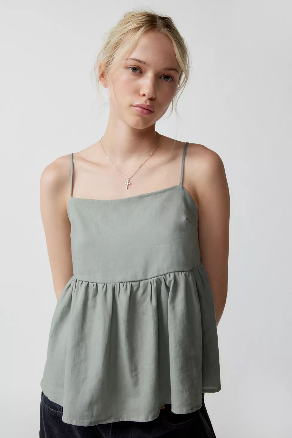 Urban Renewal Made In LA Eco Linen Babydoll Tank Top | Urban Outfitters (US and RoW)