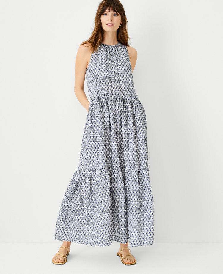 Petite Paisley Gauze Tiered Pocket Maxi Dress | Ann Taylor (US)