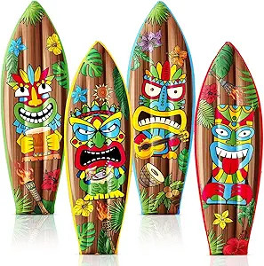 4 Pcs Tiki Inflatable Surf Board 36 Inch Tiki Party Decorations Blow up Surfboard Bar Decorations... | Amazon (US)