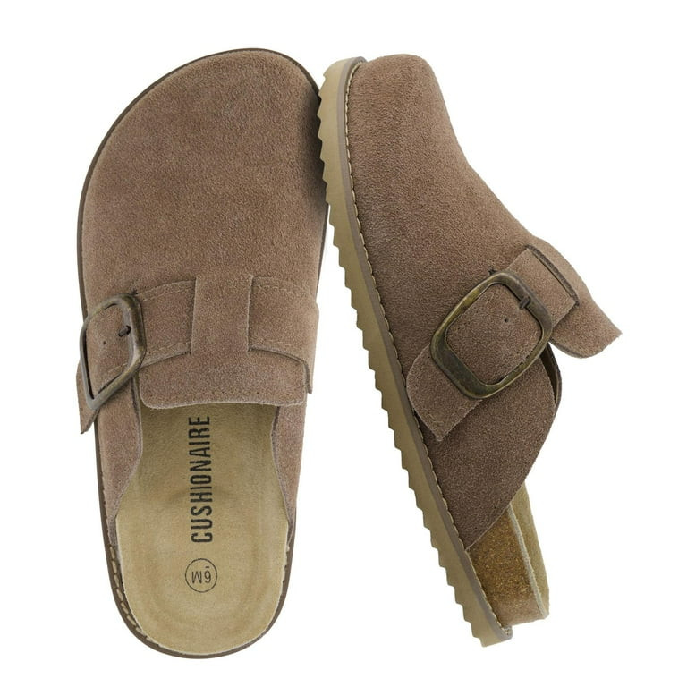 Cushionaire Blain Genuine Suede Clogs for Women | Slip-On Mules with Memory Foam & Oversized Buck... | Walmart (US)
