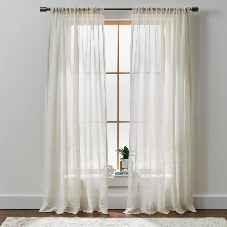 Better Homes & Gardens Specialty Stitch Single Curtain Panel, Vanilla Dream, 50" W x 84" L | Walmart (US)