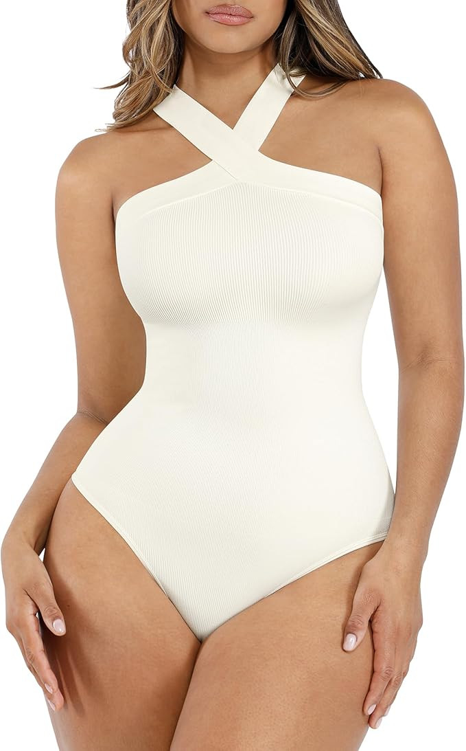 Lover-Beauty Women Shapewear Bodysuit Tummy Control Halter Bodysuit Thong | Amazon (US)