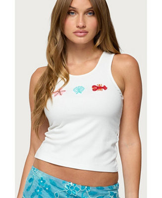 Edikted Women's Ocean Club Bead Ribbed Tank Top - Macy's | Macy's