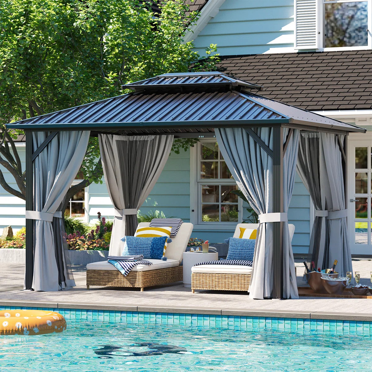 Hardtop Gazebo 10x12 ft - Double Galvanized Steel Roof & Aluminum Frame | Wayfair North America