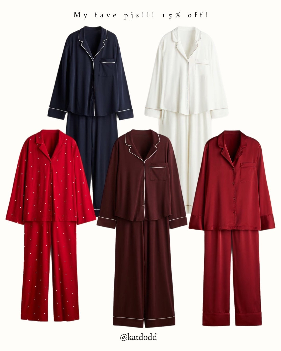 15% off my FAVOURITE pajamas I think I have every colour at this point. There is nothing better in my opinion 😍😍😍 


H&M viral pajamas Christmas pajamas navy burgundy satin button up pajamas 

#LTKsale #LTKuk #LTKwinter