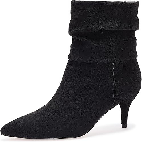 CosyFever Sexy Slouch Ankle Boots for Women with Fashion Mid Stiletto Heels Pointed Toe Bootie | Amazon (US)