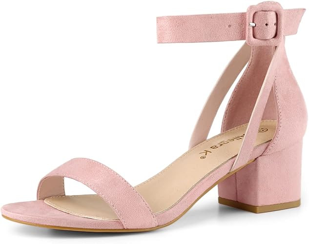 Allegra K Women's Ankle Strap Block Low Heel Sandal | Amazon (US)