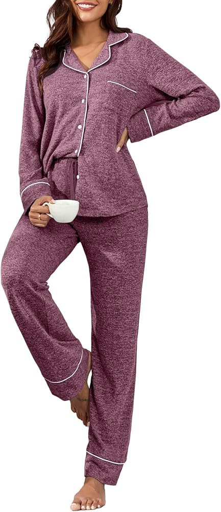 PrinStory Womens Pajama Sets Long Sleeve Pajamas Set Button Down Pjs Sets for Women 2 Piece Loung... | Amazon (US)