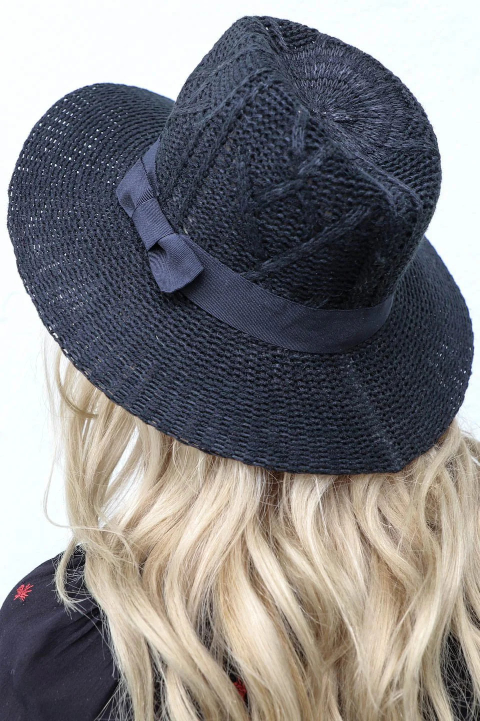 Tall Tale Black Wool Knit Hat with Bow | Amazing Lace