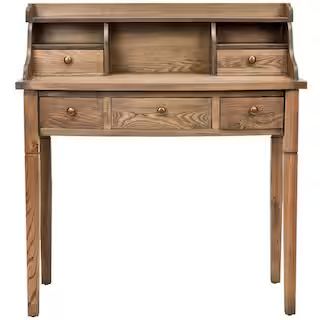 Landon 36 in. Brown 5-Drawer Secretary Desk | The Home Depot