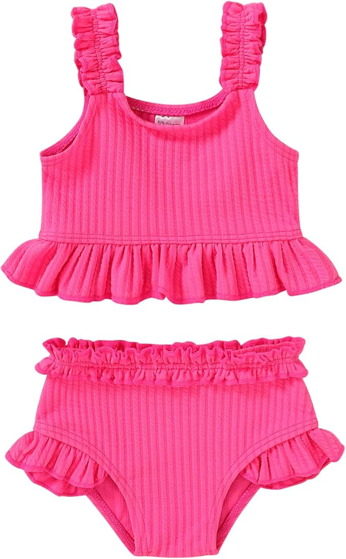 Happy Town Baby Infant Swimsuit Girl Toddler Bathing Suit Girl Summer Beach Bikini Tankini 2-Piec... | Amazon (US)