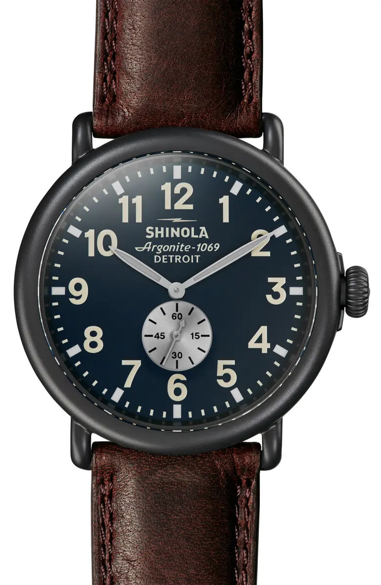 The Runwell Leather Strap Watch, 47mm | Nordstrom