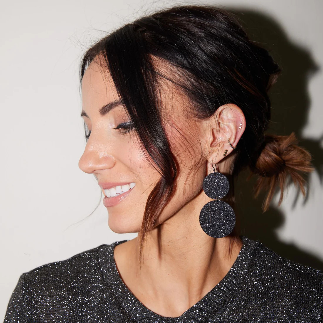 Black Sparkle Devon | Nickel and Suede