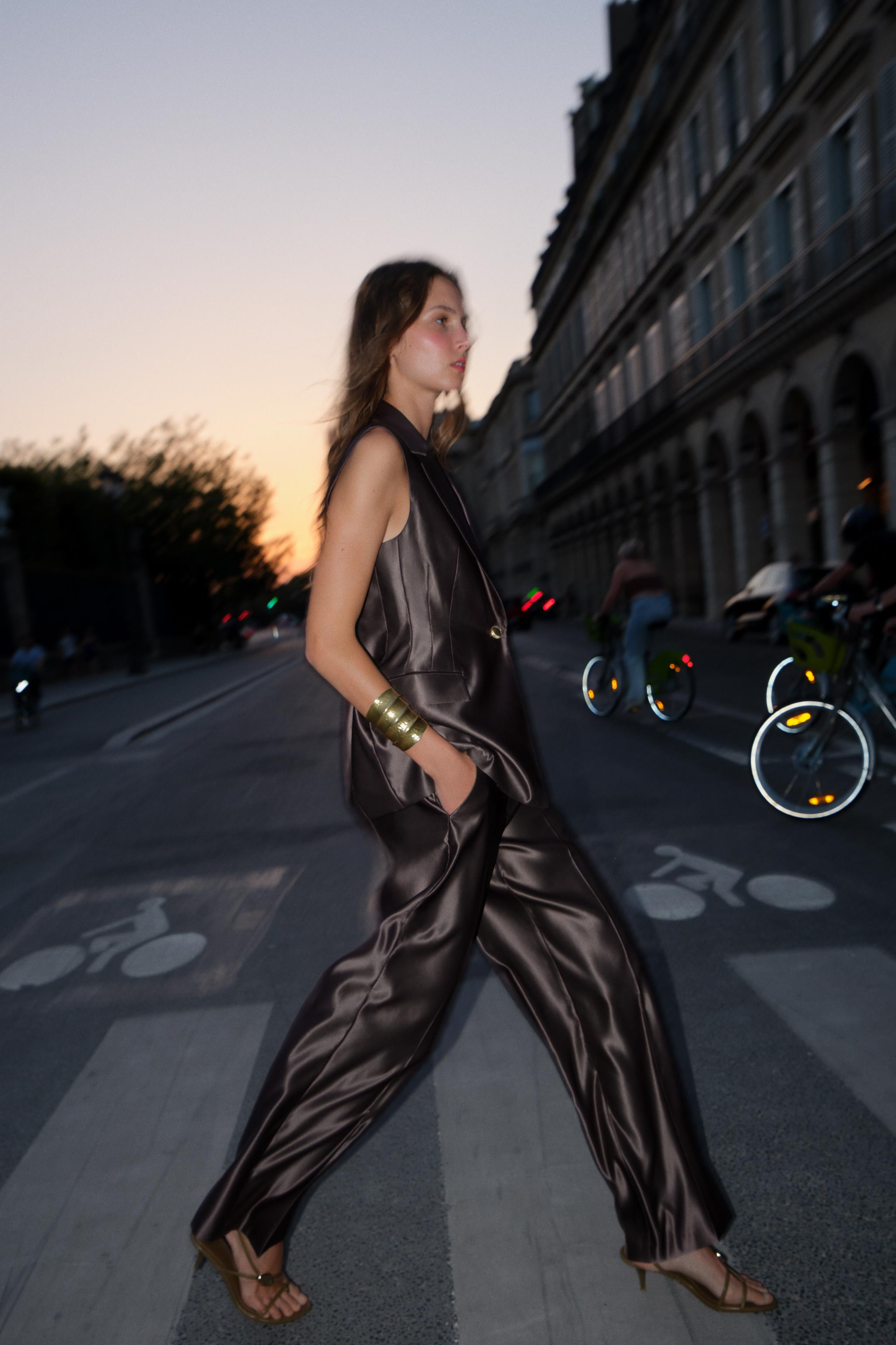 SATIN STRAIGHT LEG PANTS | Zara US