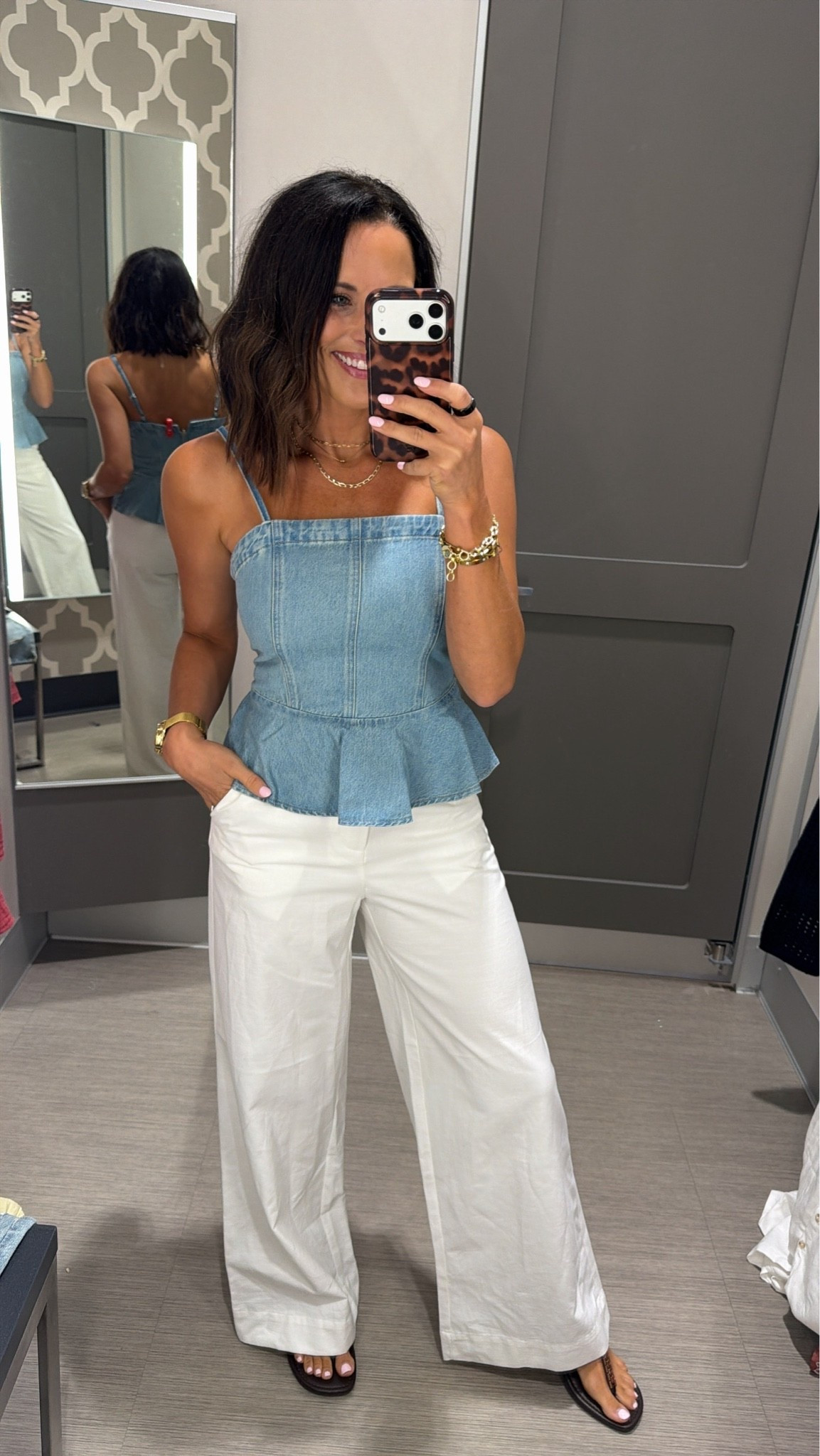 This Target denim top instantly made this whole outfit look so expensive 🤍 the peplum fit is SO flattering and the white wide leg pants make it the perfect summer outfit. Wearing an XS and I’m obsessed with how easy this look is to dress up or down.

target style, target fashion, denim top outfit, peplum top, wide leg pants outfit, summer outfit inspo, casual chic outfit, affordable fashion, classy summer outfits, neutral outfit ideas, target finds, everyday style, vacation outfit inspo, trendy outfits

#targetstyle #targetfinds #summeroutfit #denimtop #classystyle #affordablefashion #outfitideas #casualchic #neutralstyle #targetfashion
